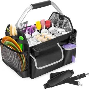 호드랜트 야외 그릴 기구 캐디 테일게이트 필수품을 위한 칸막이 및 지지 패드가 있는 바비큐 도구 정리함