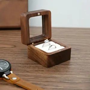 원목 반지케이스 우드 보석함 웨딩 커플링 돌반지 사각 투명창 1구 2구 Yyp6+2HWK