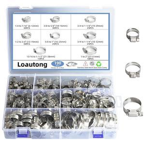 [미국배송] 190PCS 웜 기어 호스 클램프 모음 키트 1/4
