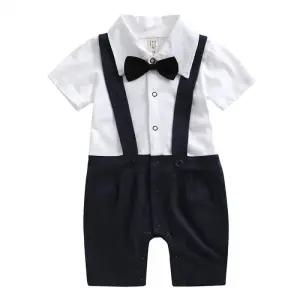 귀여운 턱시도 멜빵 아동 반팔 우주복 303192