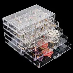 야룽 아크릴 주얼리 보관함 귀걸이 홀더 서랍 5개 그리드 정리함 트레이 비즈 네일 팁 여성 소녀 선물용