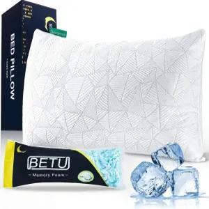 BETU 쿨링 베개 퀸 사이즈 뜨거운 수면을 위한 파쇄 메모리 폼 쿨 조절 가능한 견고한 소프트 서포트 침대