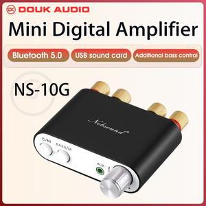 Douk audi 호환o NS-10G 미니 소형 블루투스 5.0 디지털 파워 앰프 하이파이 스테레오 오디오 USB 사운드