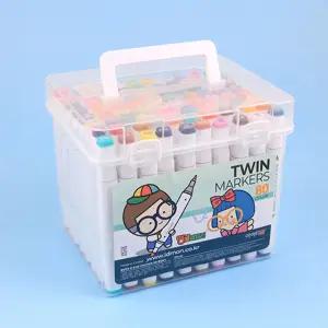 동인 탱글패밀리 트윈마커펜 80색스케치마카 애니메이션 디자인 렌더링 디자인용 세트 칼라 컬러 마카