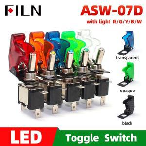 FILN 로커 스위치 자동 보트 트럭 조명 Led 토글 안전 항공기 플립 업 커버 가드 12V20A ASW-07D