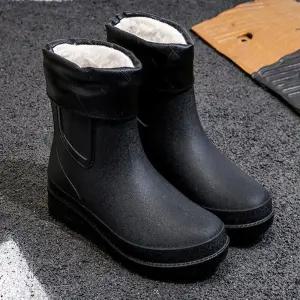 남자 3컬러 겨울 캐주얼 방한 기모장화 레인부츠