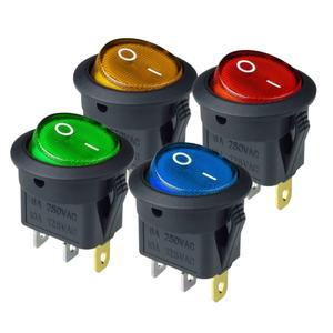 4Pcs 12V220V Led 스위치 10A 12V 전등 전원 자동차 단추 조명 ONOFF 3pin 라운드 로커 KCD1