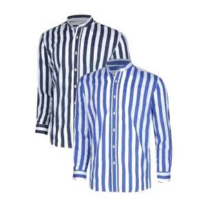 [파파브로] 국내제작 헨리넥 줄무늬남방 DE-SHAH-3463,4