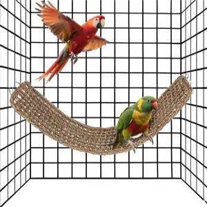 해초 새장 매트 천연 직조 로프 사다리 잉꼬 앵무새 코카티엘을 위한 애완동물 등반 장난감