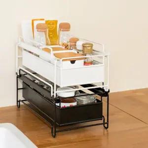 슬라이딩 선반 공간활용 조미료 주방 싱크대 수납 정리대 다단 화장대 선반형 보관대 다용도 상부장 양념통