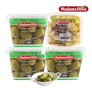 [보라티알] 마다마 그린 자이언트 할키디키 올리브 480g x 3개 + 마늘절임 300g