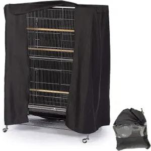 쿠수 새장 커버 야간 대형 보호 블랙아웃 통기성 세척 가능 방수 소재 유니버설 핏 블랙