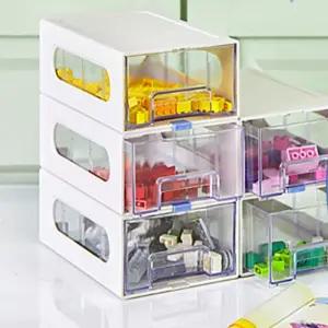 비즈 구슬 공예재료 보관 적층 정리함 1단 투명 + 칸막이