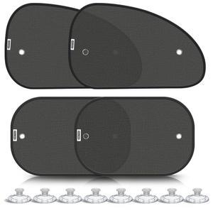 COOCTECH 2025 측면 창용 업그레이드 자동차 창문 가리개(4팩), 8개의 흡착 컵이 있는 용 자동차 창문 가리개, 햇빛 가리개 측면 창문, 99.98% UVR 차단, 창문용 햇빛 가리개