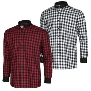 [파파브로] 국내제작 헨리넥 체크남방 DE-SHAH-3461,2