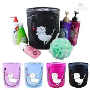 뷰레이터닷컴 양동이고양이 물빠지는 목욕가방 스파백 사우나 목욕탕 샤워 물빠짐 가방