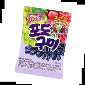 과일젤리 롯데 젤리셔스 포도먹은 구미 x 60g 8개