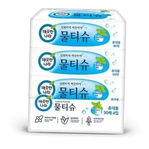 활성탄필터 리필형 물티슈 30매x4입