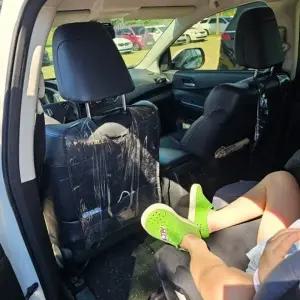 ( )자동차 뒷자석 오염 방지 투명 킥매트 2P 차시트커버 등받이 비닐 자동차킥