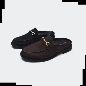 남성로퍼 남자 스웨이드 골드메탈 블로퍼 뮬 슬리퍼 직장인