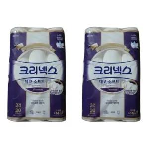 크리넥스 3겹 데코앤소프트 화이트 화장지 25m x 30롤 x 2팩