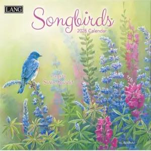 랭 송버드 2026 월 캘린더 - 13.4 × 12 스테이플 바인딩이 있는 12개월 수잔 버젯의 린넨 엠보싱 아트