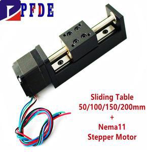 CNC 3D 프린터 NEMA11 28MM 선형 미니 모터가있는 50 100 150 200MM 스테퍼 슬라이딩 테이블 레일 가이드
