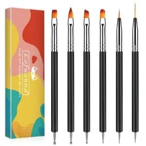 로푸아나 네일 아트 브러시 세트 6pcs 더블 엔드 파인 라이너 도팅 펜 페인팅 도구 익스텐션 젤 빌더 DIY
