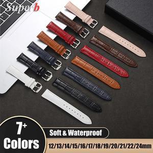 진짜 송아지 가죽 시계줄 유니버설 슬럽 패턴 팔찌 12/13/14/15/16/17/18/19/20/21/22/24mm 시계 스트랩 액세서리