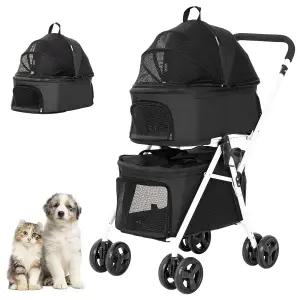 BETSOCI 더블 도그 유모차 탈착식 캐리어 2개 소형견 및 고양이용 휴대용 반려동물 접이식 경량 강아지