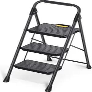 TOOLF 3단계 사다리 미끄럼 방지 넓은 페달 핸드레일 안전 잠금 설계 다용도 가정 주방용 접이식 휴대용