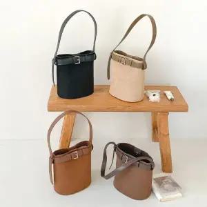 여성 원통형 스웨이드 숄더백 데일리 버킷백 가방