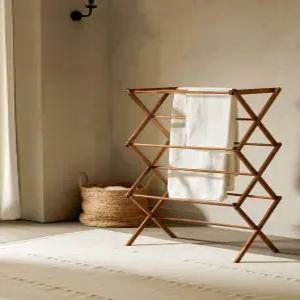 빨래 건조대 우드 원룸 접이식 간편한 수건 선반 이동식