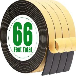 웨더 스트리핑 씰 4롤 66피트 L x 4/5인치 W 1/8인치 T 고밀도 자가 접착 폼 테이프 문과 창문 틈을 위한