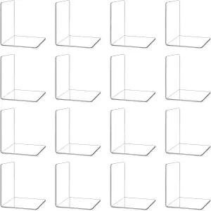 Kifmurase 16Pcs 북엔드 선반용 투명 아크릴 미끄럼 방지 책꽂이 스탠드 장식용 사무용 데스크톱 정리함용