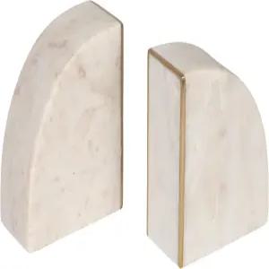 브라스 인레이 골드 마감 화이트로 마감된 블루밍빌 2피스 마블 북엔드