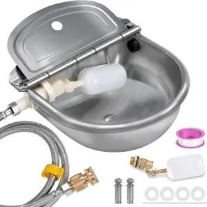 개용 무두오반 자동 급수기 스테인리스 스틸 야외 개 물그릇 디스펜서 닭 말 염소 가축용 리필 파이프 및