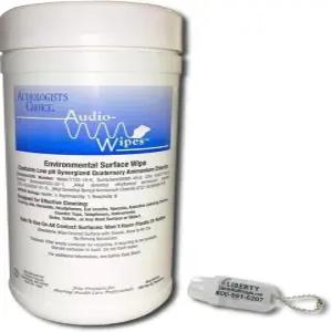 오디오 - 물티슈 청소용 수건 대형 용기(160개 물티슈) 및 리버티 보청기 배터리 열쇠고리