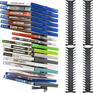 펀터보 비디오 게임 저장 벽걸이 케이스 홀더 PS Xbox 스위치 정리함용 금속 미디어 선반(4팩)