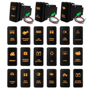 앰버 LED 라이트 12V 자동차 푸시 버튼 스위치 윈치 에어컨 ON OFF 도요타 4Runner 타코마 랜드크루저 레이