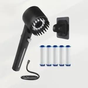 [생활] 샤워기 세트 고압 수압 상승 절수 헤드 호스 무타공 거치대 필터 포함 온오프 조절 메탈블랙