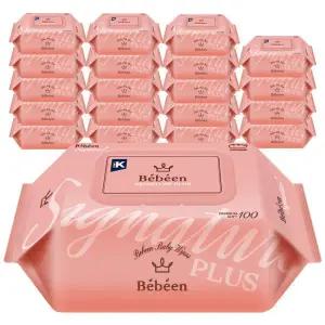 베베앙 시그니처플러스 물티슈 100매 20팩 대용량 엠보 캡형 아기물티슈 {QHJ}