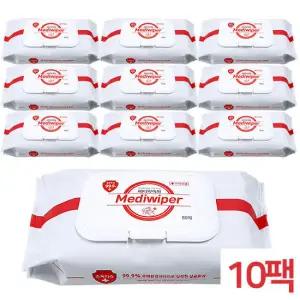 메디와이퍼 의약외품 소독티슈 80매(캡형)x10팩 항 균 식약처인증 {QHJ}