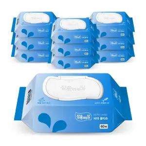 미래생활 잘풀리는집 아쿠아프레쉬 프리미엄 비데물티슈 60매 x 10팩 70g 고평량 생분해 {QHJ}