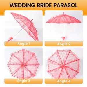 A578T- 레이스 파라솔 웨딩 플라워 신부 우산 레드