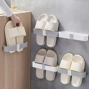 1개+1개 디유 부착형 무타공 신발정리대 실내화 욕실화 거치대 슬리퍼 걸이(25cm)