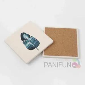 규조토 컵받침 2p 바나나잎 티코스터 물흡수컵받침 유리잔받침 카페코스터 컵받침세트