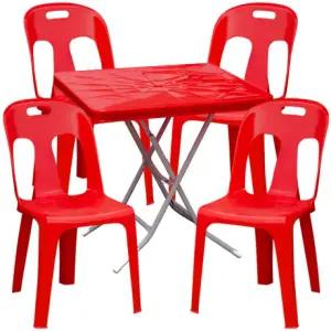 플라스틱 빨강 등받이의자 사각 테이블 세트 포차 포장마차 탁자 편의점 야외 행사 학교