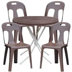 플라스틱 갈색 등받이의자 원형 테이블 세트 포차 포장마차 탁자 편의점 야외 행사 학교