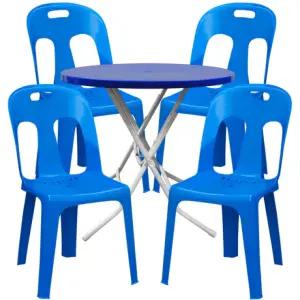 플라스틱 파랑 등받이의자 원형 테이블 세트 포차 포장마차 탁자 편의점 야외 행사 학교